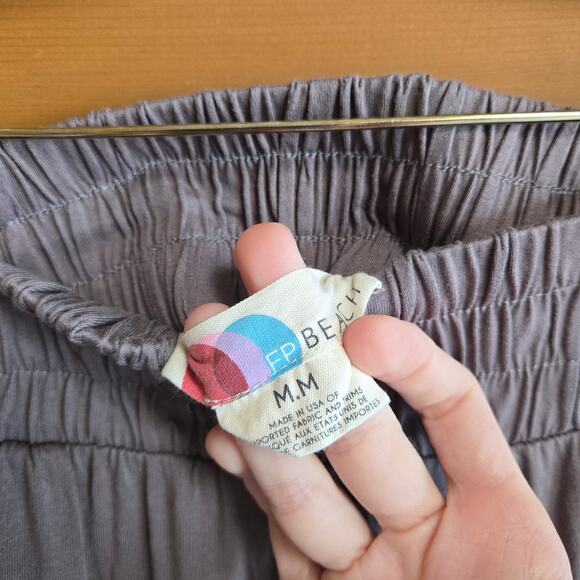 Free People Beach Ali Pant Jogger Cloud Gray Pull On Stretchy Harem Medium Boho - Picture 6 of 6